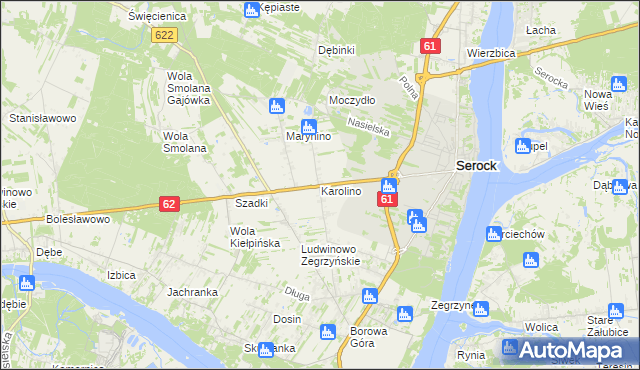 mapa Karolino gmina Serock, Karolino gmina Serock na mapie Targeo