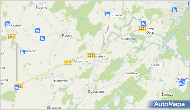 mapa Karwin gmina Karlino, Karwin gmina Karlino na mapie Targeo