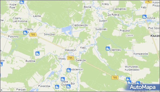 mapa Kąty gmina Żytno, Kąty gmina Żytno na mapie Targeo