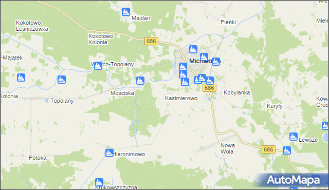 mapa Kazimierowo gmina Michałowo, Kazimierowo gmina Michałowo na mapie Targeo