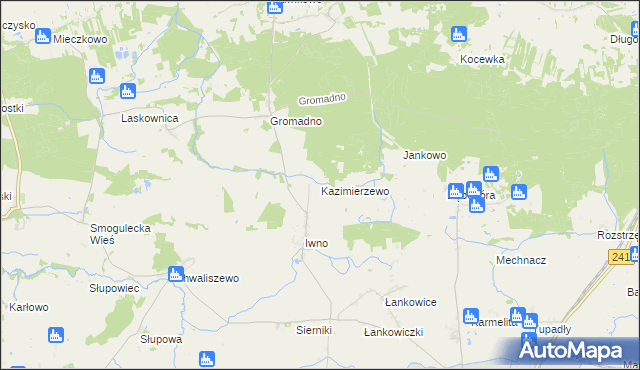 mapa Kazimierzewo gmina Kcynia, Kazimierzewo gmina Kcynia na mapie Targeo