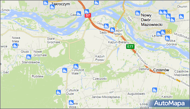 mapa Kazuń Polski, Kazuń Polski na mapie Targeo