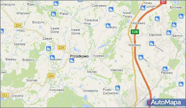mapa Kczewo gmina Przodkowo, Kczewo gmina Przodkowo na mapie Targeo