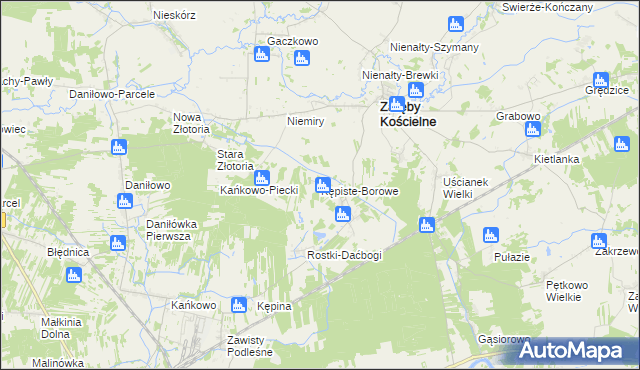 mapa Kępiste-Borowe, Kępiste-Borowe na mapie Targeo