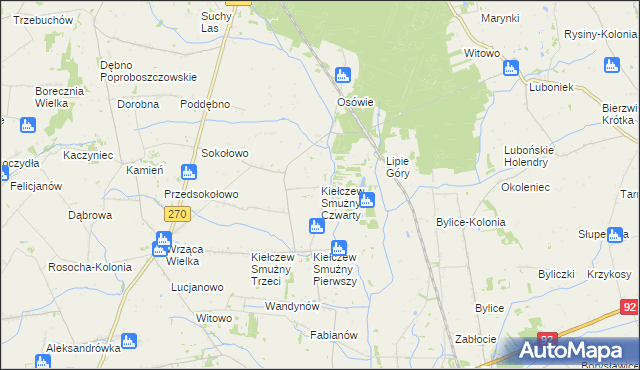 mapa Kiełczew Smużny Czwarty, Kiełczew Smużny Czwarty na mapie Targeo