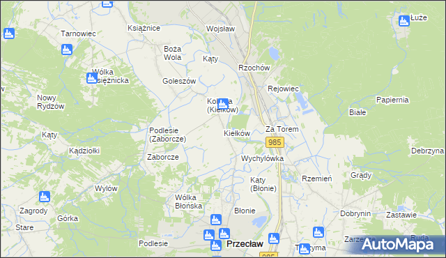 mapa Kiełków gmina Przecław, Kiełków gmina Przecław na mapie Targeo