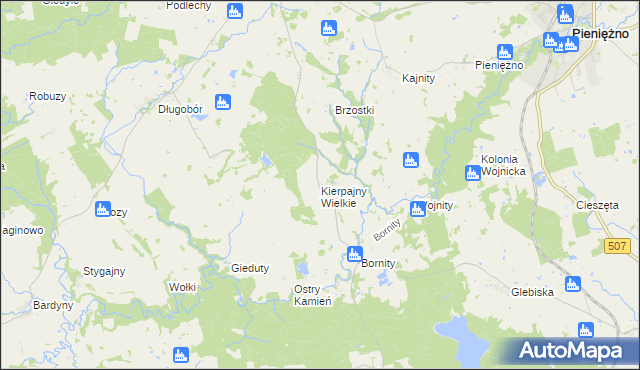 mapa Kierpajny Wielkie, Kierpajny Wielkie na mapie Targeo