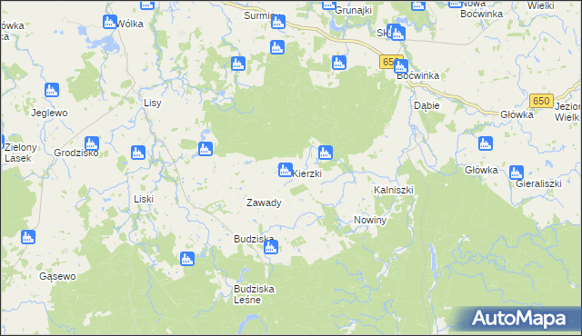 mapa Kierzki gmina Banie Mazurskie, Kierzki gmina Banie Mazurskie na mapie Targeo