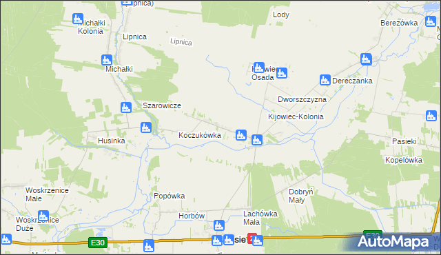 mapa Kijowiec gmina Zalesie, Kijowiec gmina Zalesie na mapie Targeo