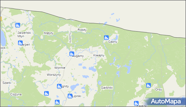 mapa Kiwajny, Kiwajny na mapie Targeo