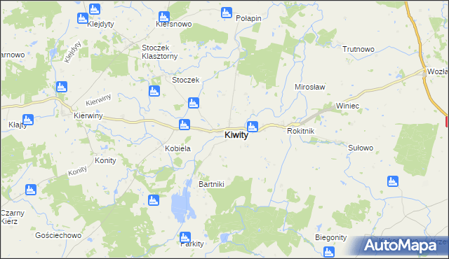 mapa Kiwity powiat lidzbarski, Kiwity powiat lidzbarski na mapie Targeo