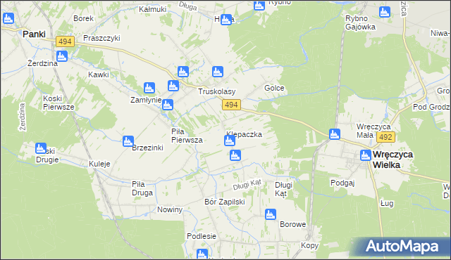 mapa Klepaczka gmina Wręczyca Wielka, Klepaczka gmina Wręczyca Wielka na mapie Targeo