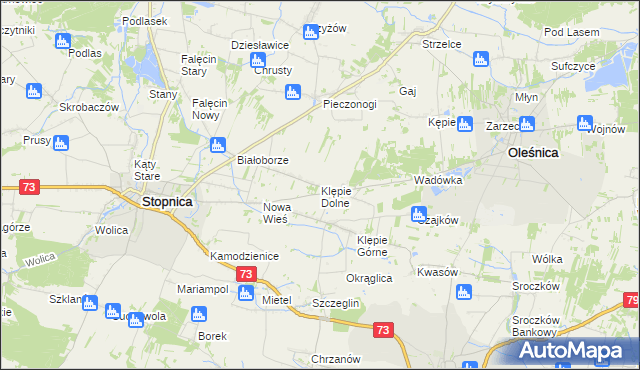 mapa Klępie Dolne, Klępie Dolne na mapie Targeo