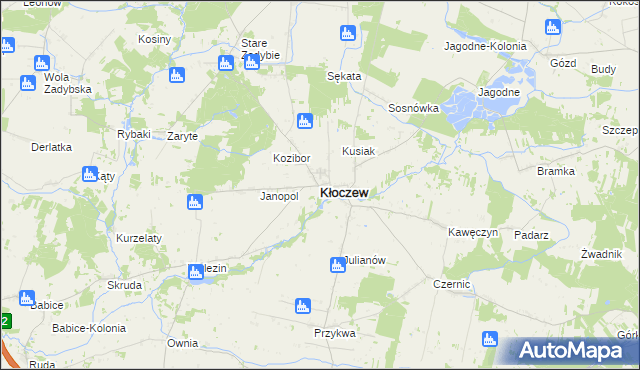 mapa Kłoczew, Kłoczew na mapie Targeo