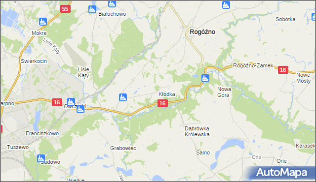 mapa Kłódka gmina Rogóźno, Kłódka gmina Rogóźno na mapie Targeo