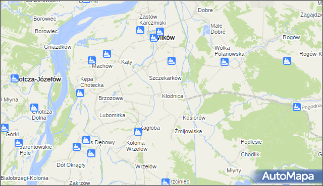 mapa Kłodnica gmina Wilków, Kłodnica gmina Wilków na mapie Targeo