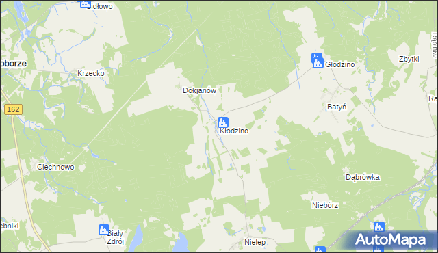 mapa Kłodzino gmina Rąbino, Kłodzino gmina Rąbino na mapie Targeo