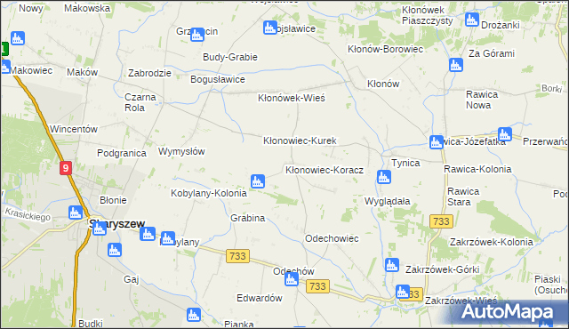 mapa Kłonowiec-Koracz, Kłonowiec-Koracz na mapie Targeo