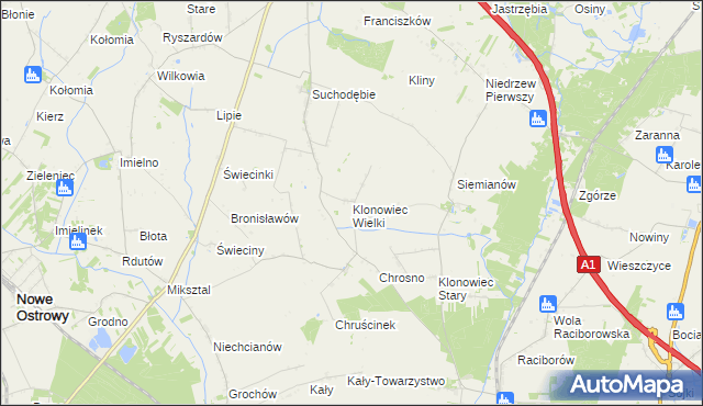 mapa Klonowiec Wielki, Klonowiec Wielki na mapie Targeo
