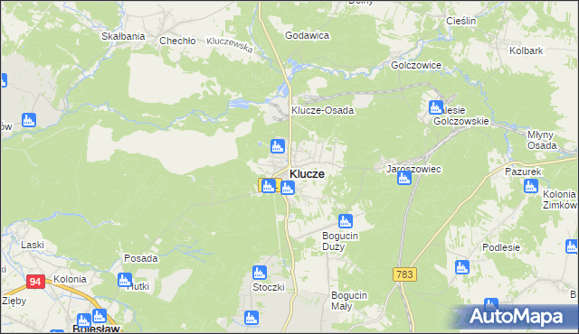 mapa Klucze powiat olkuski, Klucze powiat olkuski na mapie Targeo