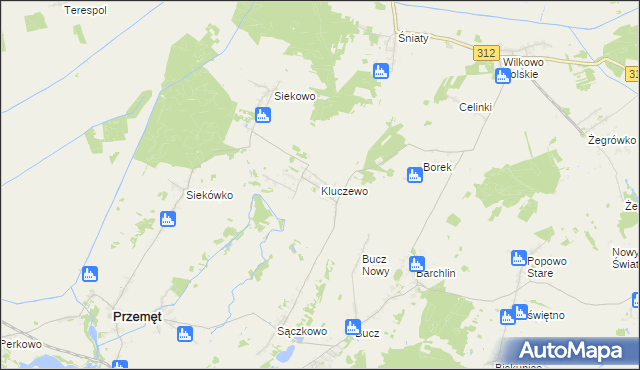 mapa Kluczewo gmina Przemęt, Kluczewo gmina Przemęt na mapie Targeo