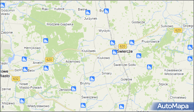 mapa Klukowo gmina Świercze, Klukowo gmina Świercze na mapie Targeo