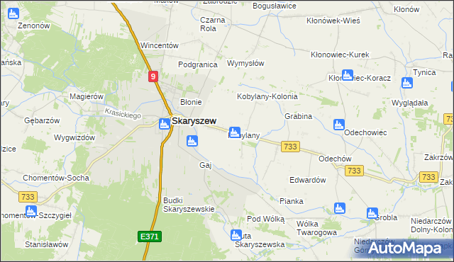 mapa Kobylany gmina Skaryszew, Kobylany gmina Skaryszew na mapie Targeo