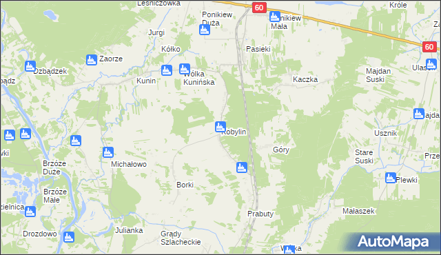 mapa Kobylin gmina Goworowo, Kobylin gmina Goworowo na mapie Targeo