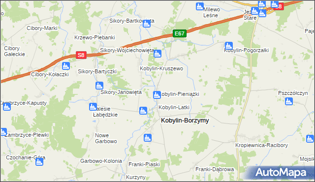 mapa Kobylin-Pieniążki, Kobylin-Pieniążki na mapie Targeo
