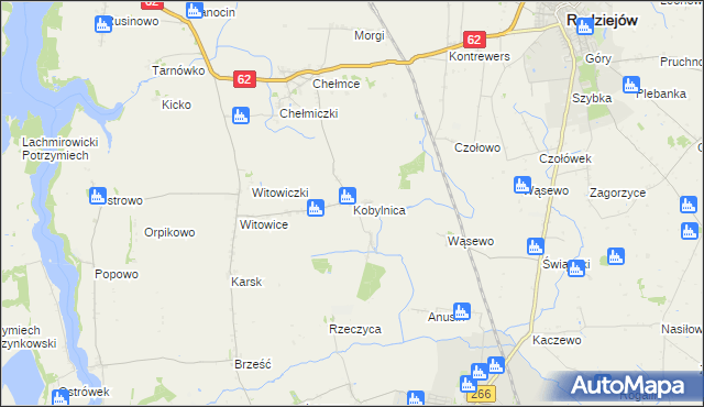 mapa Kobylnica gmina Kruszwica, Kobylnica gmina Kruszwica na mapie Targeo