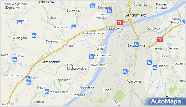 mapa Koćmierzów, Koćmierzów na mapie Targeo