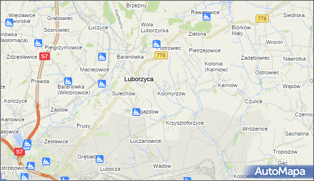 mapa Kocmyrzów, Kocmyrzów na mapie Targeo