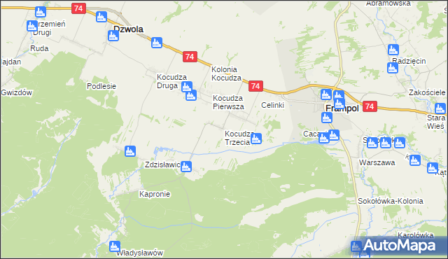 mapa Kocudza Trzecia, Kocudza Trzecia na mapie Targeo