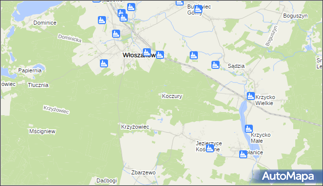 mapa Koczury gmina Włoszakowice, Koczury gmina Włoszakowice na mapie Targeo