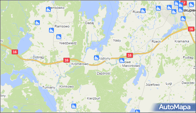 mapa Kojtryny, Kojtryny na mapie Targeo
