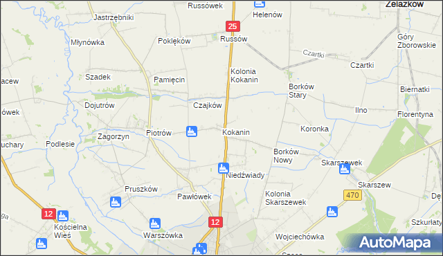 mapa Kokanin, Kokanin na mapie Targeo