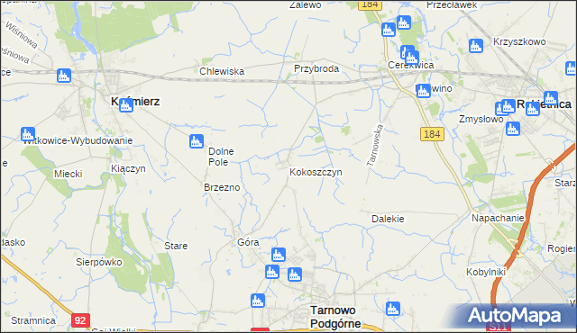mapa Kokoszczyn gmina Tarnowo Podgórne, Kokoszczyn gmina Tarnowo Podgórne na mapie Targeo