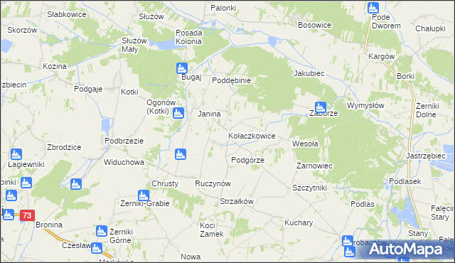 mapa Kołaczkowice gmina Busko-Zdrój, Kołaczkowice gmina Busko-Zdrój na mapie Targeo