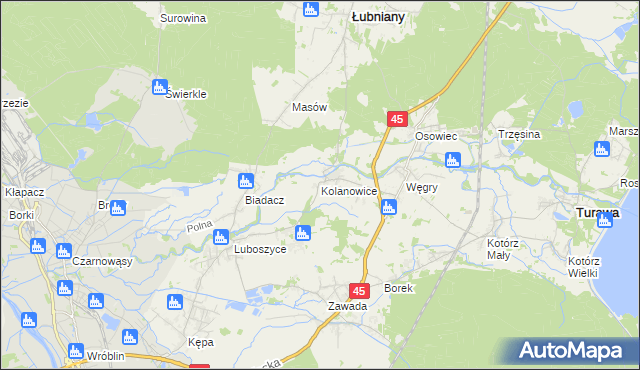 mapa Kolanowice, Kolanowice na mapie Targeo