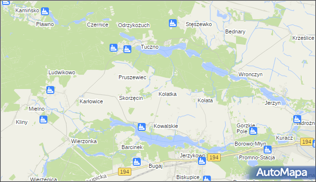 mapa Kołatka gmina Pobiedziska, Kołatka gmina Pobiedziska na mapie Targeo