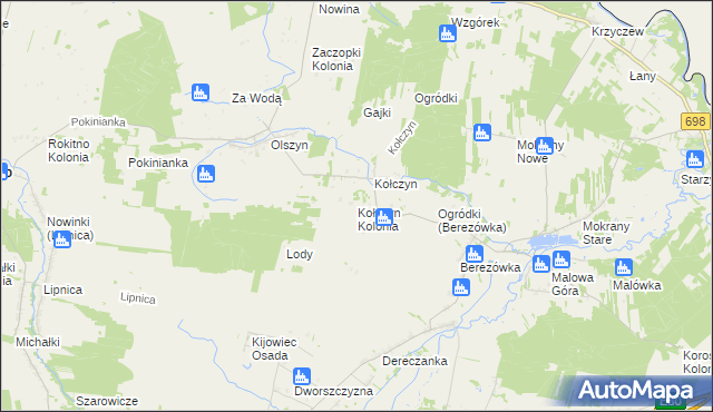 mapa Kołczyn Kolonia, Kołczyn Kolonia na mapie Targeo