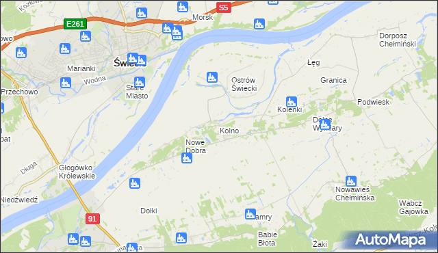 mapa Kolno gmina Chełmno, Kolno gmina Chełmno na mapie Targeo