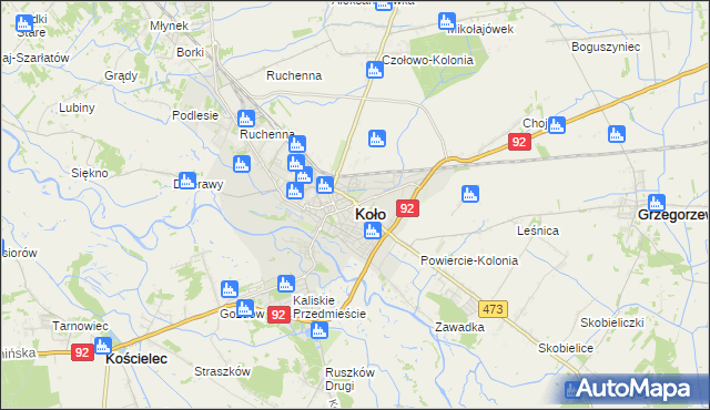 mapa Koło, Koło na mapie Targeo