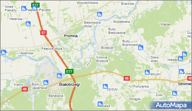 mapa Kolonia Brzeźce, Kolonia Brzeźce na mapie Targeo