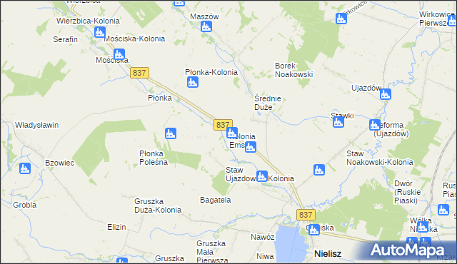 mapa Kolonia Emska, Kolonia Emska na mapie Targeo
