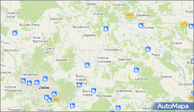 mapa Kolonia Kociszew, Kolonia Kociszew na mapie Targeo