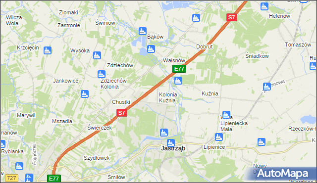 mapa Kolonia Kuźnia, Kolonia Kuźnia na mapie Targeo