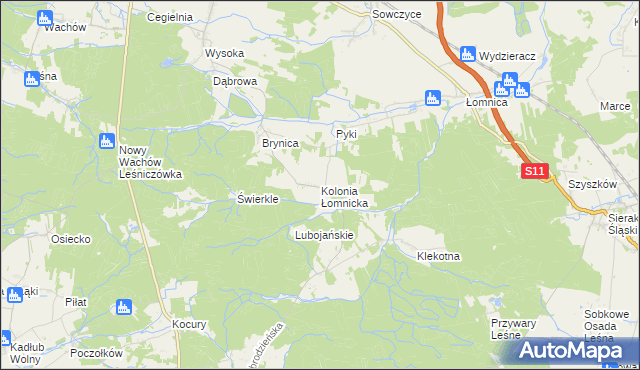 mapa Kolonia Łomnicka, Kolonia Łomnicka na mapie Targeo