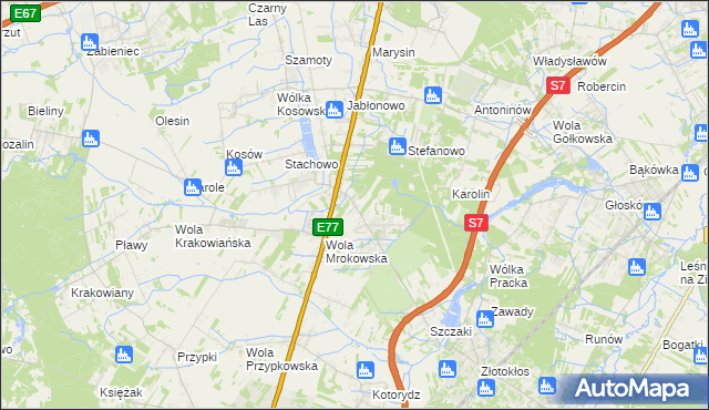 mapa Kolonia Mrokowska, Kolonia Mrokowska na mapie Targeo