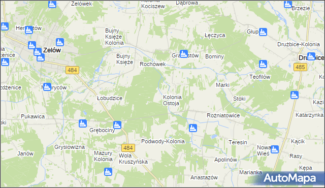 mapa Kolonia Ostoja, Kolonia Ostoja na mapie Targeo